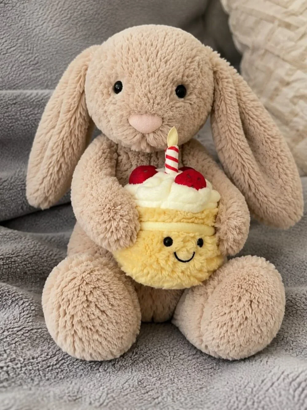 Jellycat Bashful Beige Bunny Birthday Cake Plush 31CM Soft Stuffed Toy Gift NWT